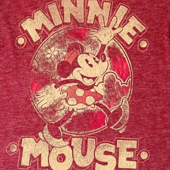 Disney Parks Women’s Minnie Mouse Soft Lightweight Tee - Burgundy & Gold - XS - Picture 2 of 4